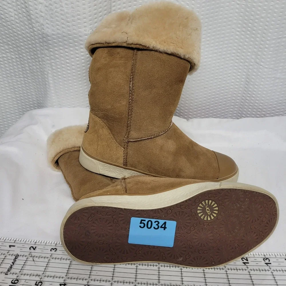 UGG Australia Chestnut Suede Shearling Sneaker Boots Rubber Toe Cap 5034